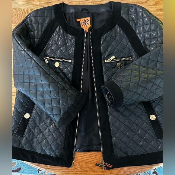 Offers welcome! Tory Burch leather jacket with suede detailing - Picture 1 of 8